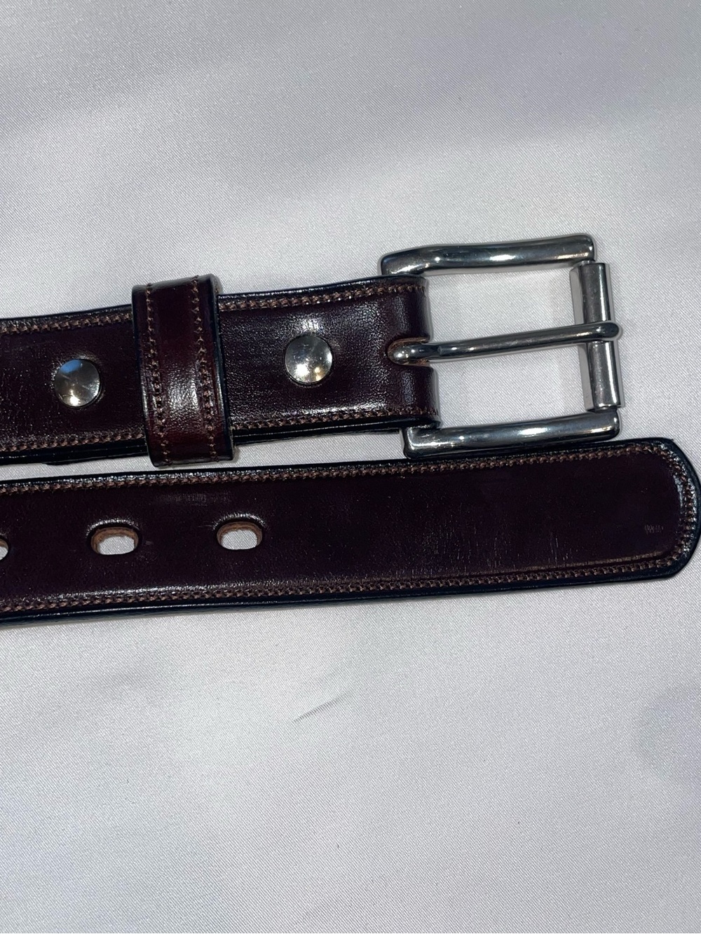 Hanks Belts Esquire Raised Leather Belt 2425 Made in USA Steel Buckle Size 46 - Picture 3 of 8